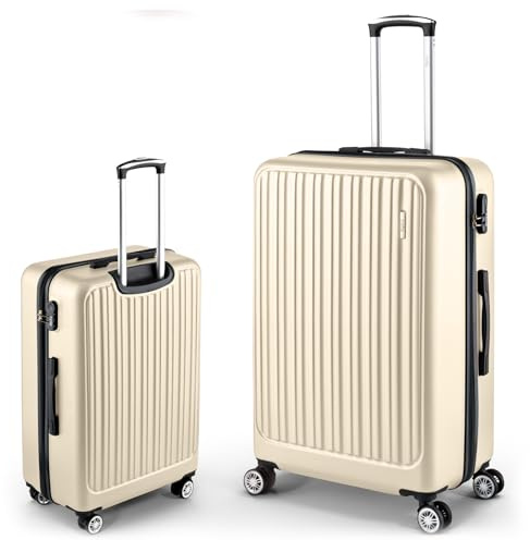 Easy Move ABS Hartschalenkoffer - Ergonomisch & Sicher - Mittelgroßer Trolley Koffer mit 360° Rädern, Zahlen-Schloss - Rollkoffer, Reisekoffer Medium (Cream White, 65cm)