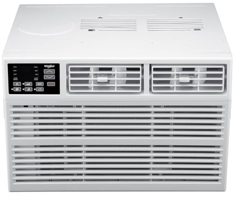 Whirlpool 18,000 BTU Window Air Conditioner with Dehumidifier, 230V, Window AC for Large Rooms up to 1000 Sq. Ft., Bedroom, Living Room, Apartment, with Remote, 3 Speeds, and 24H Timer, White