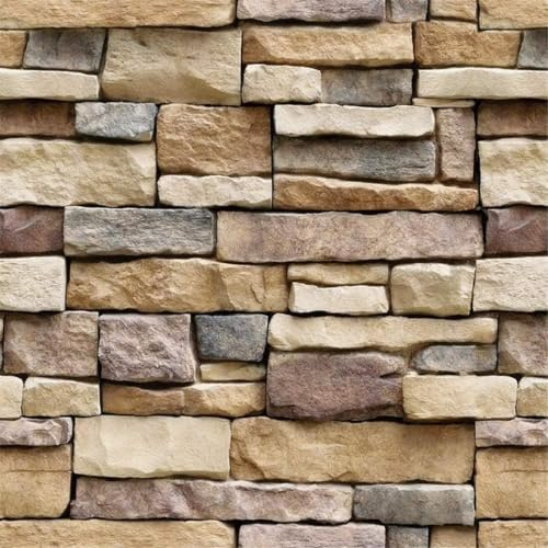 Yancorp 18x120 Brick Wallpaper Peel and Stick Modern Stone Contact Paper Backsplash Self-Adhesive Wall Paper Kitchen Bedroom Accent Wall Brown Beige Removable Wallpaper