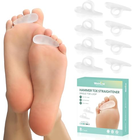 Welnove 8 Pcs Hammer Toe Straightener Toe Corrector - Clear, One Loop