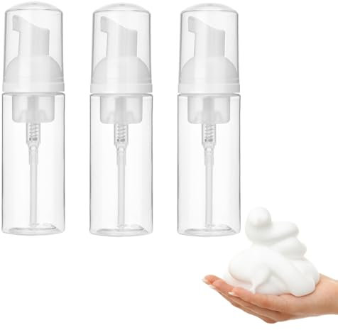 ZEYIYER Lot de 3 distributeurs de Mousse vides Transparents de 50 ML, Flacon à Pompe en Mousse, Distributeur de Mousse de Savon, Bouteille distributrice Portable Rechargeable