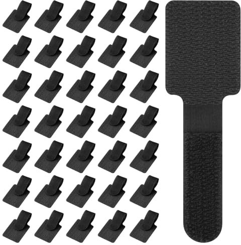 URAQT Sangle Câble Réutilisables, 36 Pièces Sangle Réutilisable Câble, Attaches de Câble Nylon,Organisateur Rangement Cable pour câbles de charge de bureau, maison et bureau (9cm noir)