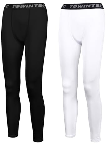 Towintec Garçons Pantalons de Compression Enfants Leggings Collants Jeunes Sports sous-vêtements sous-Couche de Compression Athlétique Respirant Culottes pour Soccer Hockey Basket-Ball Football