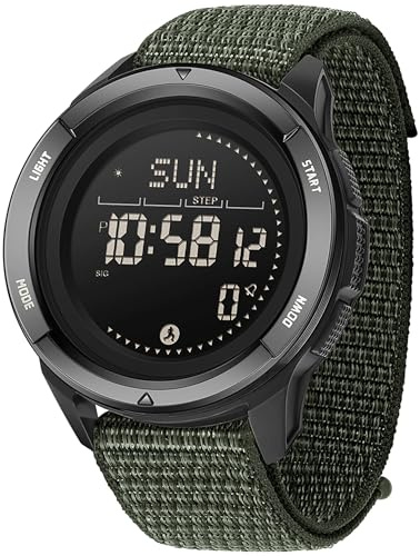 findtime Kompass Digitale Militär Uhr für Herren Damen Nylon Armbanduhren mit Metronom Schrittzähler Duale Zeitzone Timer Stoppuhr 5ATM wasserdichte Digitaluhren
