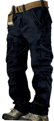 Schnittschutzhose Herren Cargohose Herren Baumwolle Outdoorhose mit 106 Taschen Männer Arbeitshosen Chino Taktische Hose für Jagd Wandern Herren Hose Lang Regular Fit Freizeithose Wanderhose