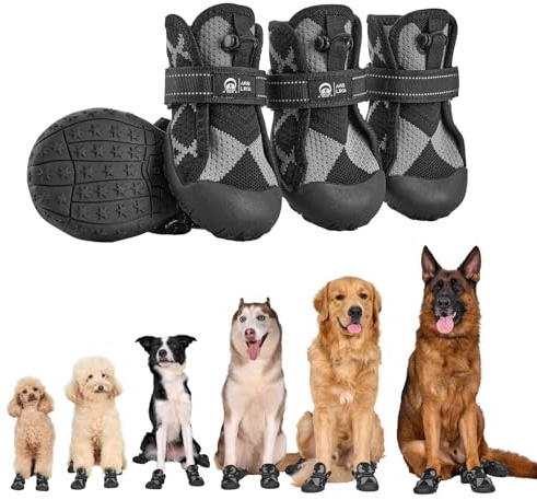 Arblina Scarpe per cani per attività all'aperto, impermeabili, con chiusura in regolabile, morbida protezione zampe per cani di taglia piccola, media/grande, traspiranti, per zampe ferite