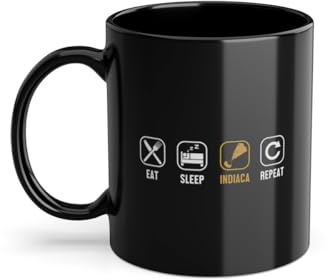 Eat Sleep Indiaca Repeat Peteca Indiacaspelare kaffekopp | backspel handfjäderboll Indiaca kopp svart (01163W)