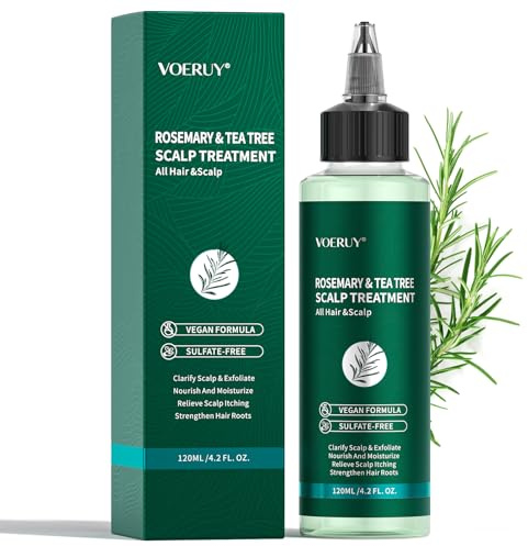 VOERUY Scalp Treatment, Rosemary Refreshing Scalp Treatment with Tea Tree, Clarifying Build Up & Purifying, Leave-In Scalp Detox for Dry Itchy Scalp,Vegan & Cruelty-Free,120ML