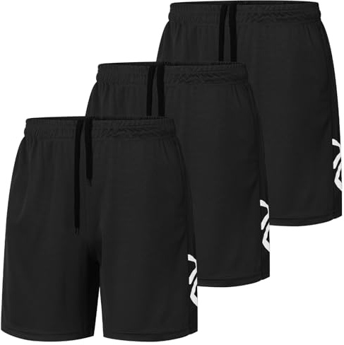 Covisoty Lot de 3 Shorts de Sport pour Homme Séchage Rapide avec Poches Jogging Fitness Sport Training Yoga Tennis D'été Shorts