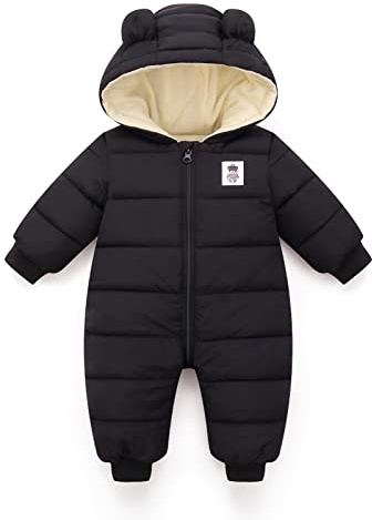JiAmy Baby Winter Snowsuit, Girls and Boys Hooded Warm Romper, Infant Clothes Jumpsuit Newborn baby Winter Outfits for 0-3 Months
