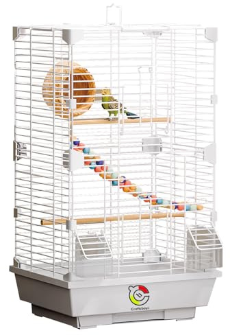 Craftsboys grundlegender Vogelkäfig (63 cm x 37 cm x 28 cm), Vogelkäfig mit 1 Leiter, 1 Querstange, 2 Futterspendern