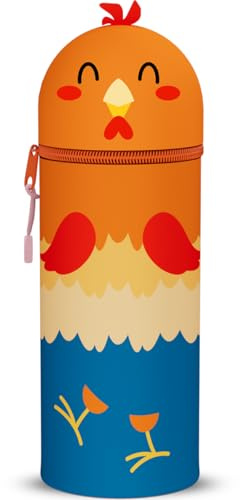 DGTSYAL Trousse Ecole 2 en 1 en Silicone Souple Kawaii, Porte-Plume, Fermeture Eclair en Silicone, Pochette de Stylo, Crayons, Étui pour Fournitures Scolaires de Grande capacité (Coq)