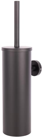 Cofan Escobilla de baño con Soporte | Escobillero de Pared Negro Mate | Diseño Redondo Elegante | Material: Acero Inoxidable | Kit de fijación Incluido | Medidas: 9,1 x 12,9 x 39 cm