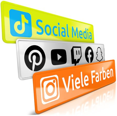 schildEVO 1x Social Media Auto-Kennzeichen | Instagram TikTok YouTube Facebook Twitch Snapchat WhatsApp X | Wunschtext Schild | Viele Farben | Aluminium Autoschild