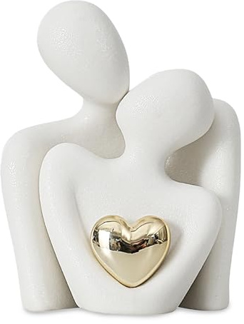 QingWing Statua Romantica di Coppia, Piccolo Statuette Decorative Casa per Matrimonio per Decorazione di Mensole, Camera da Letto, Libreria, per Regalo Anniversario Matrimonio (M)