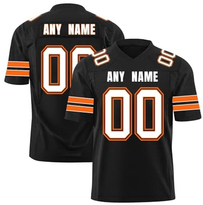 Magliette Personalizzate Maglie Football Americano, Stampate con Nomi e Numeri, Adatte a Bambini, Adulti, Uomini e Donne Nero