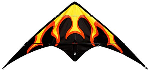 Wolkenstürmer® Flame Lenkdrachen - Flammen Kinderlenkdrachen mit Glasfaser-Gestänge inkl. Schnur und Handschlaufen - schwarz - Kite für Einsteiger