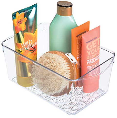 iDesign Rain Organiseur de Maquillage, Cube de Rangement Cosmétiques en Plastique pour Produits de Beauté, Transparent