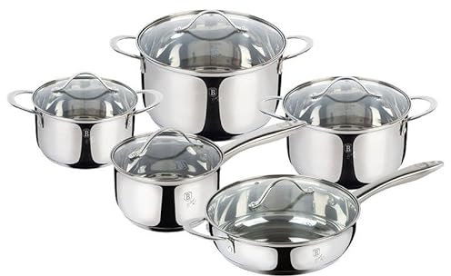 Berlinger Haus Silver Jewelry Collection Set di 10 pezzi di pentole, Silver Jewellery Collection BH/6660 acciaio inossidabile 18/8