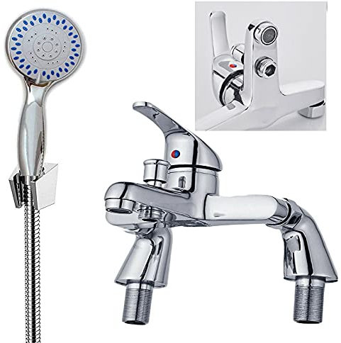 Shower Mixer Taps Modern Bath Taps with Shower Head Bath Filler Bath Shower Mixer Tap Shower Mixer Taps for Bathroom Bath Mixer Taps with Shower Chrome Solid Brass Sink Bath, with Hose Attachment