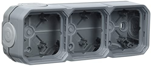 Legrand - Wasserdichtes Gehäuse aus Plexo mit 3 Anschlüssen für horizontale oder vertikale Montage mit 5 weichen Endkappen in grauem Finish