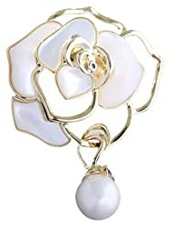 Ramillete de Camelia, pin de perla natural de gama alta, ropa, broche pequeño con fragancia para mujer, accesorio elegante para fiesta, regalo
