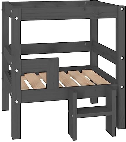 vidaXL Hundebett Grau 55,5x53,5x60cm Massivholz Kiefer Schlafplatz Tierbett