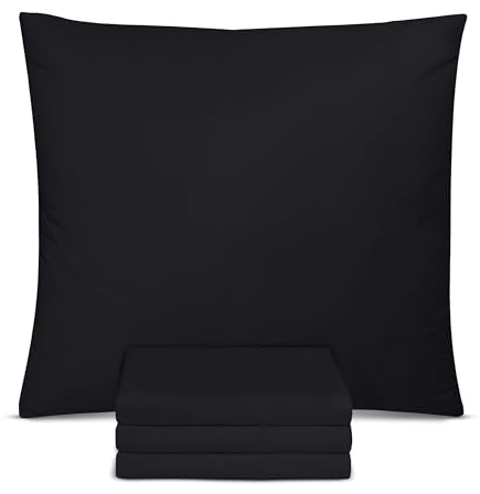 Utopia Bedding - Kissenbezug 80x80 4er Set - Kopfkissenbezug 80 x 80 aus 100% gebürsteter Mikrofaser mit Umschlagverschluss - Falten-, verblassen- und schmutzabweisende Kissenbezüge 80x80 - Schwarz