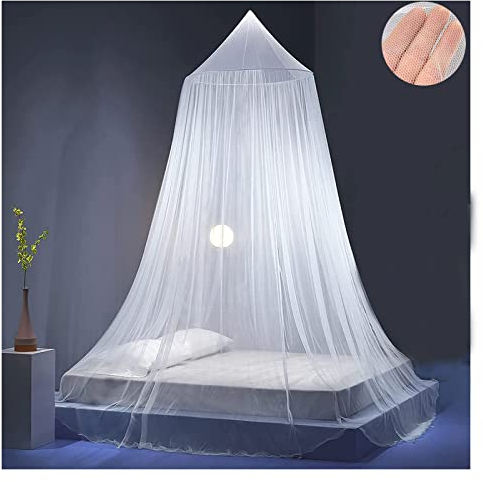 Moskitonetz Bett,Moskitonetz Doppelbett Einzelbett,Großes Kuppelbett zum Aufhängen, Geeignet für Indoor Outdoor Reise Travel (Weiß)