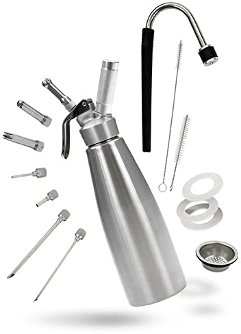 HORECATECH Sifone Panna montata ÉLITE - Professionale in Acciaio Inox - 500 ml - con Accessori Inclusi