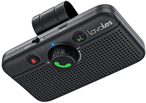 Lavales MK02 Car Bluetooth 5.3 Speaker, Handsfree Car Kit with Siri/Google Voice Assistant, Motion AUTO ON, Visor Clip Mount, 6W, Stereo Pairing