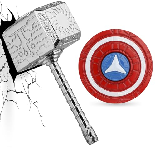 Hammer Fidget Spinner Set Metall Fidget Spielzeug für Kinder Erwachsene, Schild Hand Spinner Kreisel Schreibtisch Spielzeug Geburtstag Geschenk, Fidget Kette Würfel EDC Stressabbau