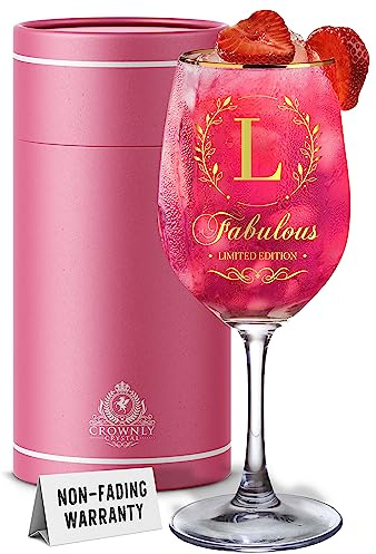 CROWNLY CRYSTAL® Bicchieri Vino Idee Regalo Donna Personalizzata Idea Regalo Anniversario Per Lui Tazze Personalizzate Calici Vino Rosso Regalo Anniversario Matrimonio Idee Regalo Mamma (L)