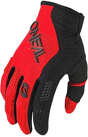 O'NEAL | Fahrrad- & Motocross-Handschuhe | MX MTB FR Downhill | Passform, Luftdurchlässiges Material | Element Glove RACEWEAR V.24 | Erwachsene | Schwarz Rot | Größe XL