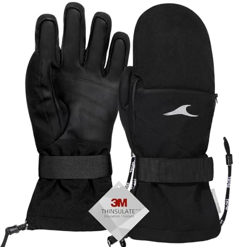 Achiou Ski Gloves & Waterproof Mittens, Winter Cold Weather Gloves for Men & Women, Touchscreen Snow Mittens