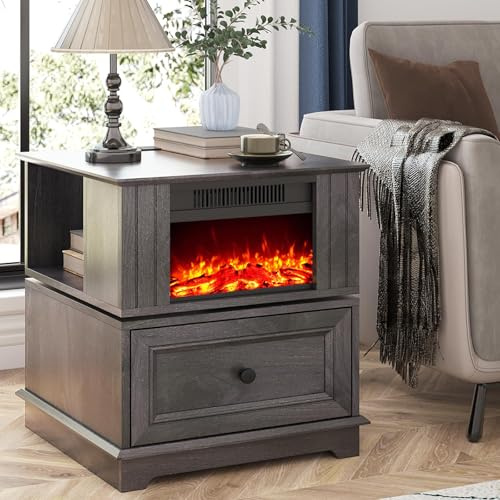 REDAYFUR Rotatable Electric Fireplace Heater, 1400W Indoor Electric Stove Heater, 4800BTU Fireplace Stove, 3D Flame Effect, CSA ETL Safety Certified, Overheating Safety Protection