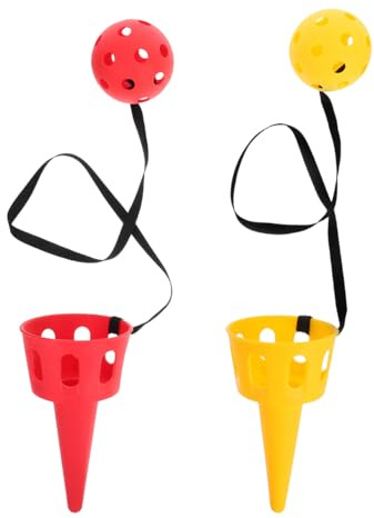 Amosfun Juego De Pelotas para Atrapar Y Lanzar con Palas Ligeras Y Portátiles Juguetes para Niños Al Aire Libre Actividades Familiares Y Recreativas Tamaño Práctico 6.49X3.14X3.14 Pulgadas