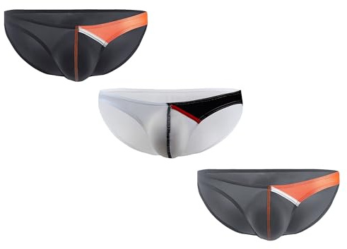 Maiclaice Homme Soie Glacée Taille Basse Bikini Slip sous-vêtement