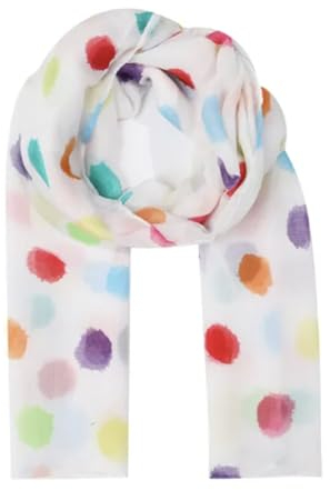 stylx Damen Schal mit Punkte Muster Print colorful, buntes Halstuch, gepunkter designer Damenschal für Frühling und Sommer BUNTE PUNKTE (weiß)