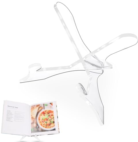 Supporto Libri Cucina in Acrilico, Supporto Ricettario per Bancone della Cucina per Leggere Mani Libere Espositore Multifunzionale per Libri di Cucina per Tablet con Piatti per Libri di Ricette