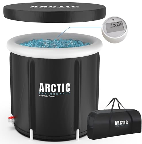 Arctic Performance® Ice Bath Tub for Recovery – 400L XL Portable Cold Water Therapy Tub for Athletes – 5-Layer Insulated Cold Plunge Pool with Thermo-Tech Thermometer & Bag – Outdoor Black