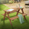 ML-Design Kindersitzgarnitur für Draußen, Braun, Sitzgruppe Outdoor 2 Bänke mit Tisch, Garten Kindersitzgruppe mit 4 Plätzen, Sitzgarnitur für Kinder Massivholz, Picknicktisch Kinder, Spielsitzgruppe