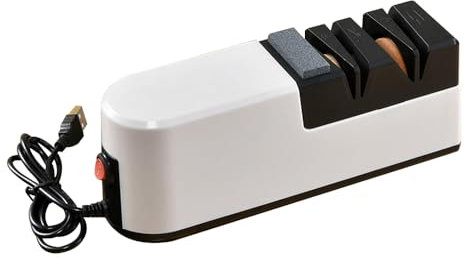 Affilacoltelli elettrico ad alta precisione per uso domestico con ricarica USB, struttura in ABS e pietra diamantata professionale per un rapido ripristino della lama e un'affilatura fine per coltelli