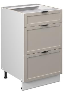 Vicco Küchenschränke Fame-Line, Schubladenschrank für die Küche, GrauBeige, 50 cm ohne Arbeitsplatte