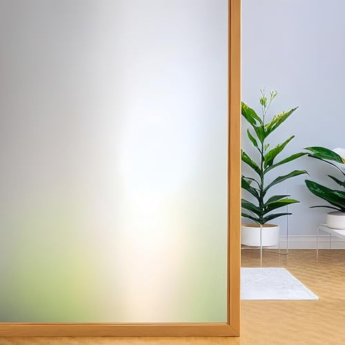 Milchglasfolie 60cm × 10M Sichtschutzfolie Blickdicht Sichtschutzfolie Fenster Selbsthaftend, Milchglasfolie Statisch Haftend ohne Klebstoff Folie Sichtschutz