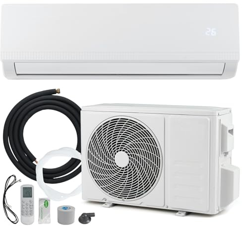 GOPLUS Aire Acondicionado Split Inverter 9000 BTU 2,6 KW con Calefacción y Refrigeración, Clase A++/A+ R32, Aire Acondicionado Pared Silencioso 7 Modos, 8 Velocidades, Kit de Instalación (9000BTU)