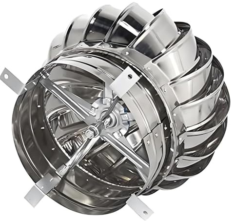 Comignolo Girevole in Acciaio Inossidabile, Cappello Eolico per Canne Fumarie e Camini, 75 110 160 200 300 400 500 mm Tappo Antipioggia per Tetto per Tubo di Scarico Fumi(100mm/4in)
