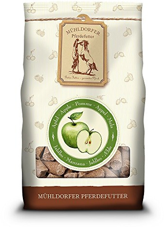 Mühldorfer Pferdefutter Friandises à Pommes de Farine 1 kg - pour Chevaux, récompense avec des Pommes séchées, Bouloches, lubrifiants, et ne collent Pas.