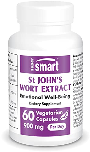 St. John's Wort Extract - Johanniskraut extrakt - Hypericin-Konzentrat (0,3%) - trägt zur Verbesserung der Stimmung bei - hilft bei Schlafproblemen - vegan - glutenfrei - SuperSmart