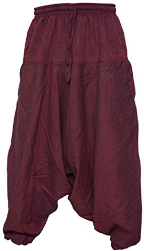 Gheri Men's Cotton Hemp Harem Aladdin Genie Wide Crotch Ninja Pants Trousers